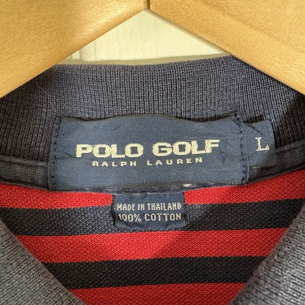 Vintage Polo Golf Ralph Lauren Men's Size‎ Large Striped Shirt Red White Blue - Picture 4 of 6